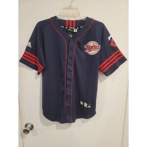 Minnesota Twins Youth Large 14-16 Adidas BASEBALL JERSEY Logo patch #7 Mauer
